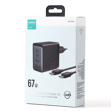 Joyroom (TCG02) - Incarcator Retea + Cablu , Gan, 67W, 2xUSB-C, 2xUSB-A, PD, Black