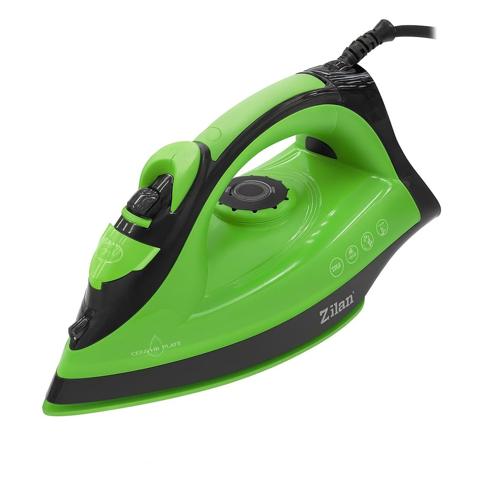 Fier de calcat 2200W Zilan ZLN2189, talpa ceramica, calcare cu aburi si uscata, verde