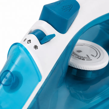Fier de calcat cu abur Hoffmans HM-9061, 2000W, rezervor 220 ml, talpa antiaderenta, abur vertical, autocuratare, White/Blue