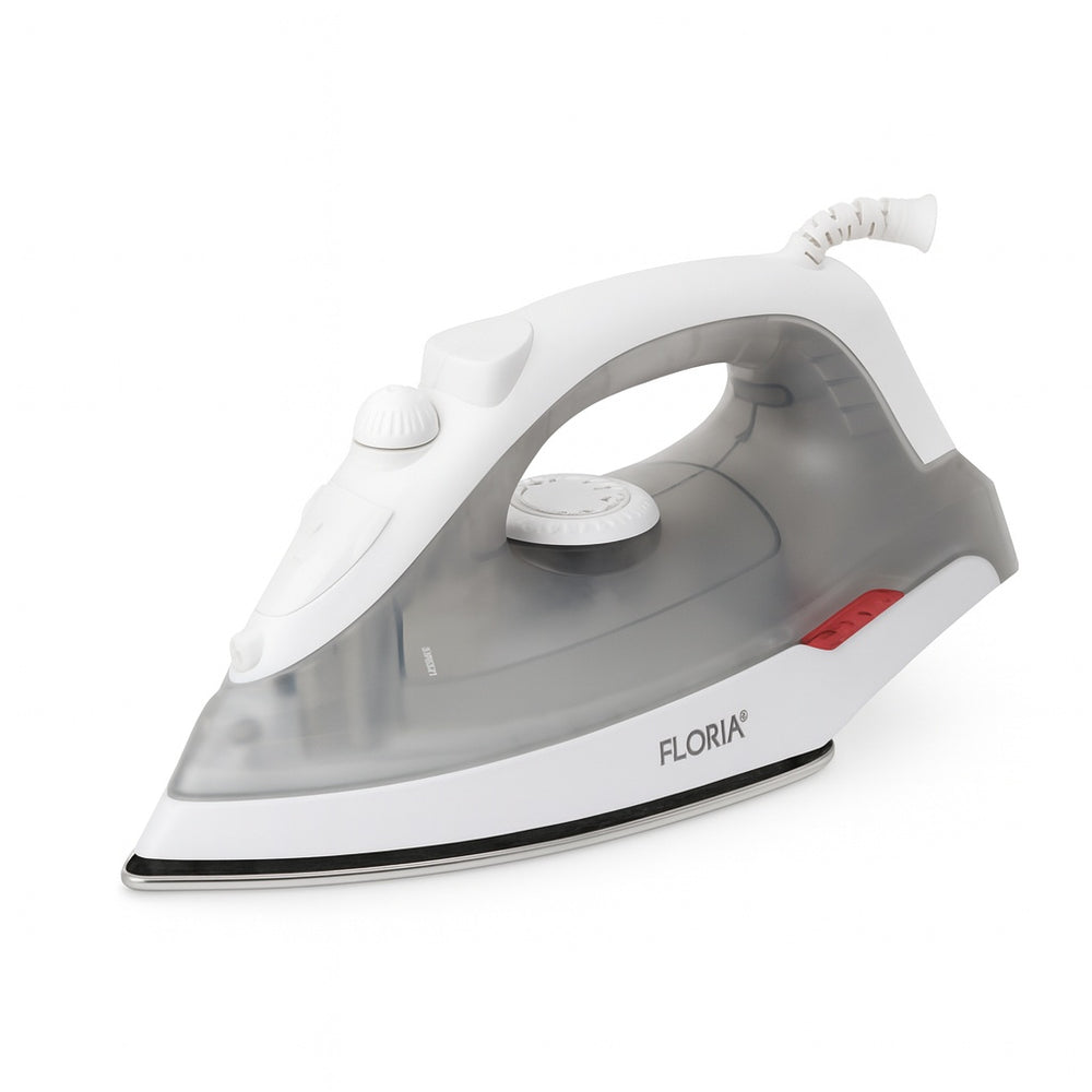 Fier de calcat Floria ZLN8429, 1600W, talpa inox, abur reglabil, autocuratare, 180ml, alb/gri