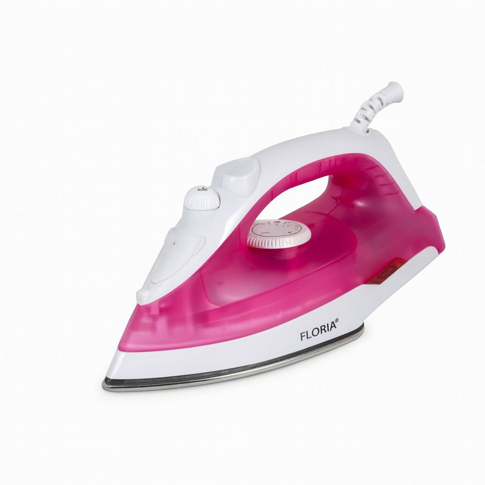 Fier de calcat Floria ZLN8430, 1600W, talpa inox, abur si uscat, autocuratare, 180ml, alb/roz