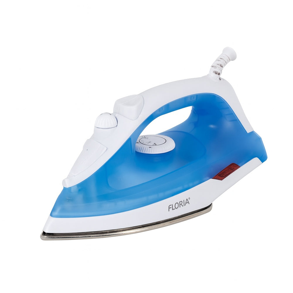 Fier de calcat Floria ZLN9686, 1600W, talpa inox, abur vertical si reglabil, temperatura ajustabila, 180ml, alb/albastru
