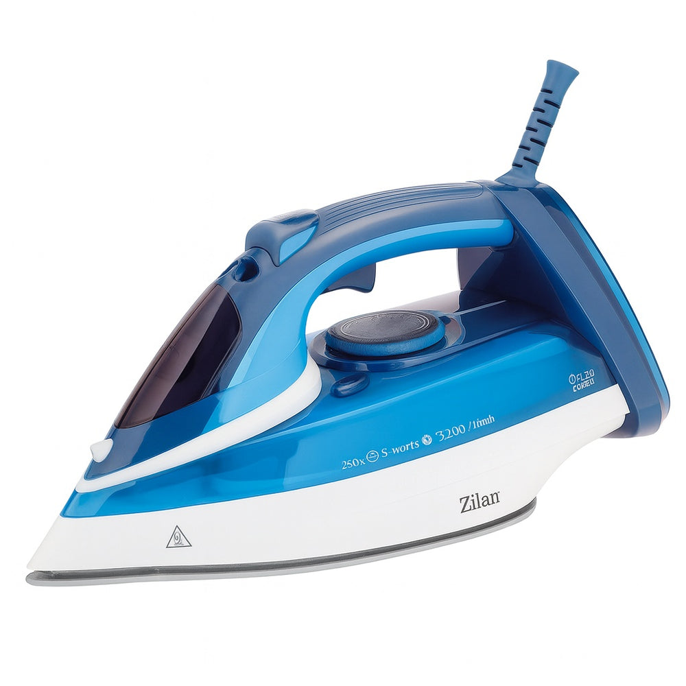 Fier de calcat Zilan ZLN2908, 3000W, talpa ceramica, temperatura ajustabila, auto-curatare, albastru