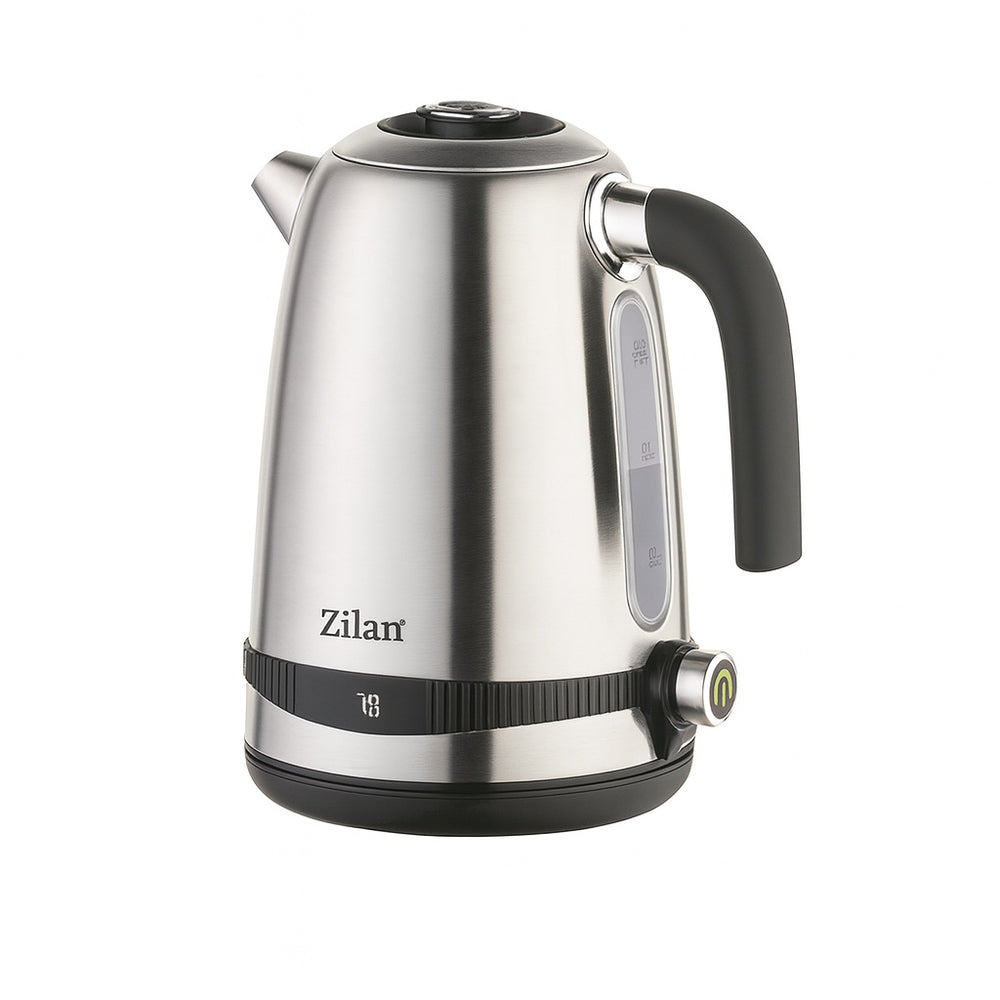 Fierbator electric din inox Zilan ZLN1000 – 2200W, 1.7L, 7 trepte temperatura, functie mentinere cald, argintiu/negru