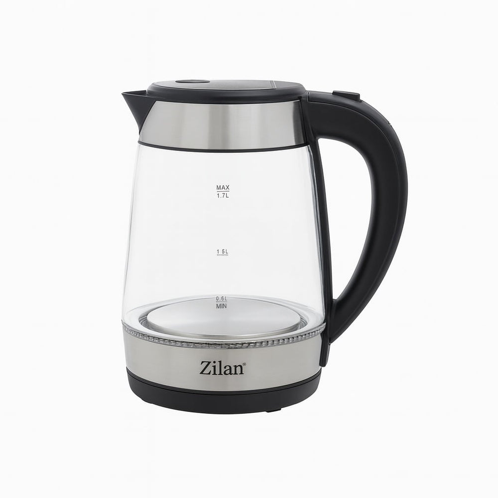 Fierbator electric Zilan ZLN3963 – 2200W, 1.7L, sticla borosilicata, iluminare LED, auto-oprire, filtru lavabil, baza rotativa 360°