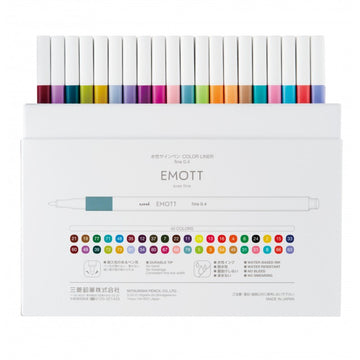 Fineliner UNI EMOTT PEM-SY, 0.4mm, set 40 culori