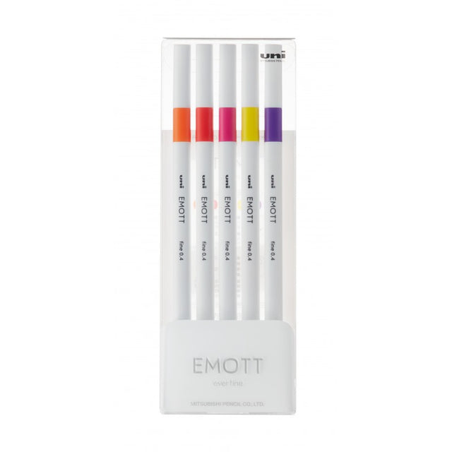 Fineliner UNI EMOTT PEM-SY, 0.4mm, NO.2, set 5 culori intense