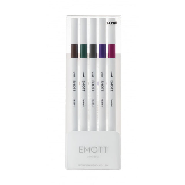 Fineliner UNI EMOTT PEM-SY, 0.4mm, NO.3, set 5 culori metalizate