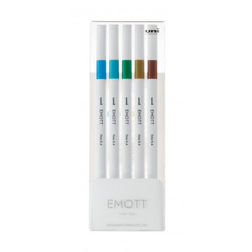 Fineliner UNI EMOTT PEM-SY, 0.4mm, NO.4, set 5 culori metalizate