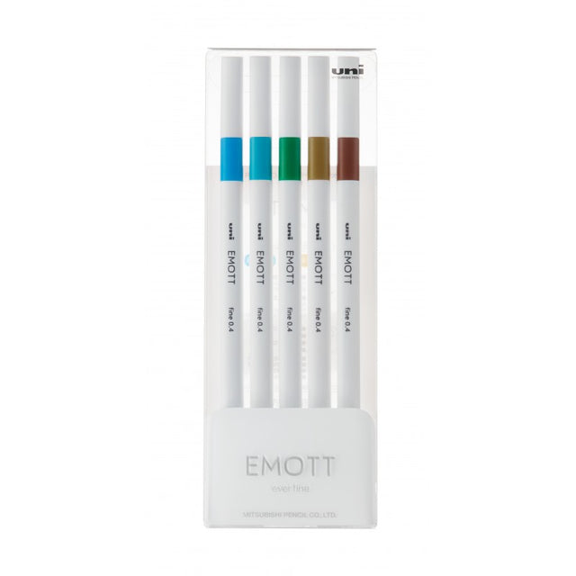 Fineliner UNI EMOTT PEM-SY, 0.4mm, NO.4, set 5 culori metalizate