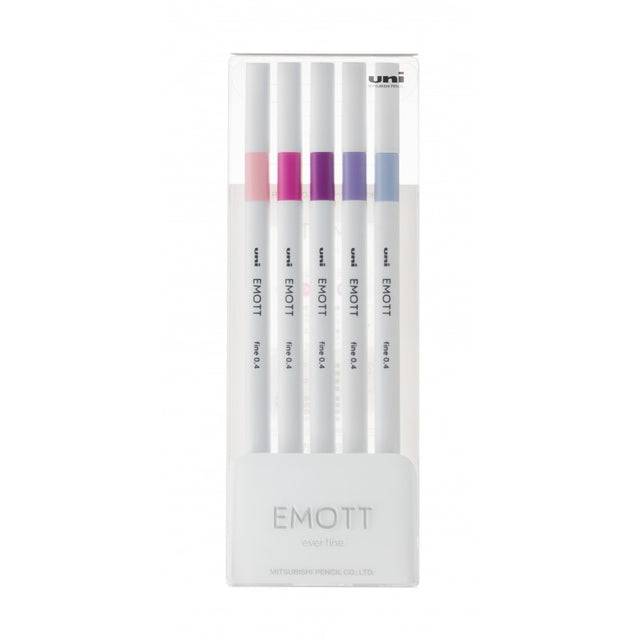 Fineliner UNI EMOTT PEM-SY, 0.4mm, NO.7, set 5 culori pastel
