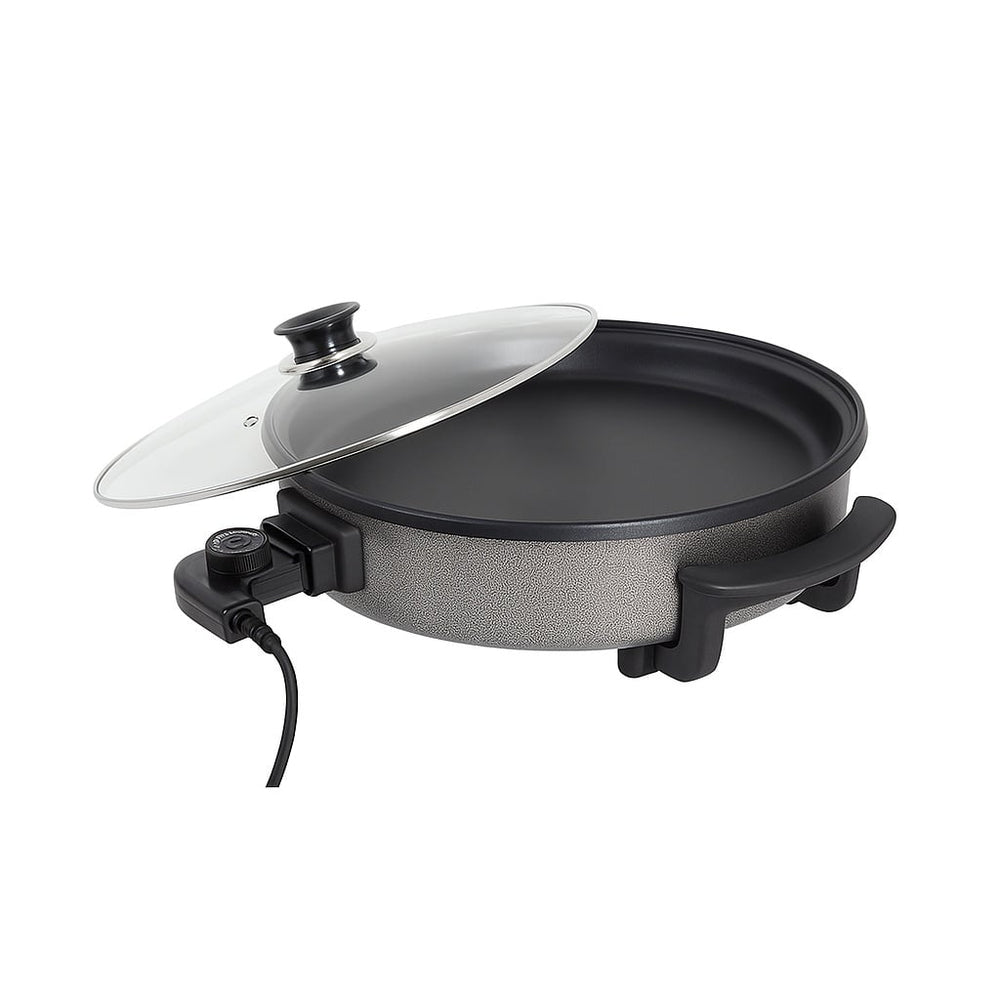 Floria ZLN4957 – Tigaie electrica rotunda 36 cm, 1500W, pizza grill, capac sticlă, non-stick