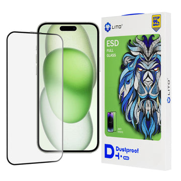 Folie D+ Pro DustProof pentru iPhone 15 Plus - Rama neagra