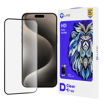 Folie D+ Pro DustProof pentru iPhone 15 Pro Max - Rama neagra