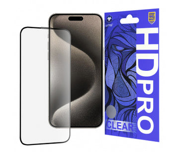 Folie D+ Pro Clear pentru iPhone 15 Pro Max - Rama neagra