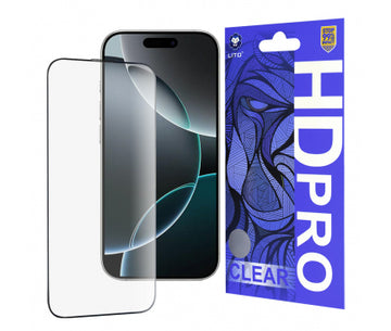 Folie D+ Pro Clear pentru iPhone 16 Pro - Rama neagra
