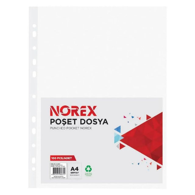 Folie de protectie NOREX UL100X, A4, portret, 30 microni, plastic, transparent, set 100 buc