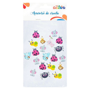 Forme decorative - hartie gumata autoadeziva - animale diverse, Colorarte, MTCR-EA708, set 20 buc