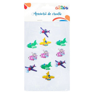 Forme decorative - hartie gumata autoadeziva - avioane, Colorarte, MTCR-EA706, set 12 buc