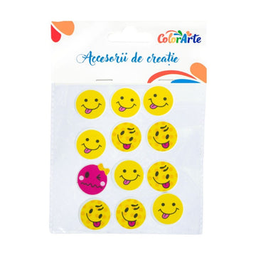 Forme decorative - hartie gumata autoadeziva - Emoji, Colorarte, 3.6x3.6/3.6x4.5cm, set 12 buc
