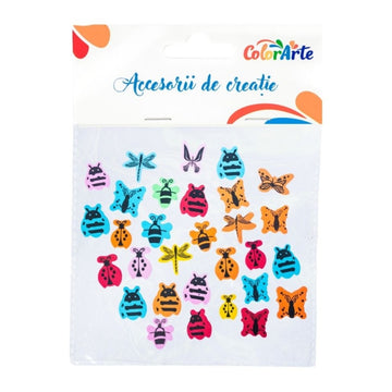 Forme decorative - hartie gumata autoadeziva - insecte, Colorarte, MTCR-EA142, set 30 buc