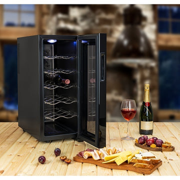 Frigider pentru vinuri Zilan ZLN4681, 33L, 12 sticle, 50W, control tactil, iluminare interioara, negru