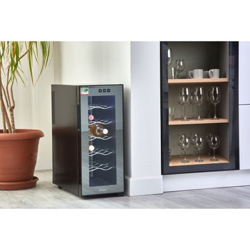 Frigider pentru vinuri Zilan ZLN4681, 33L, 12 sticle, 50W, control tactil, iluminare interioara, negru