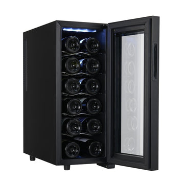 Frigider pentru vinuri Zilan ZLN4681, 33L, 12 sticle, 50W, control tactil, iluminare interioara, negru
