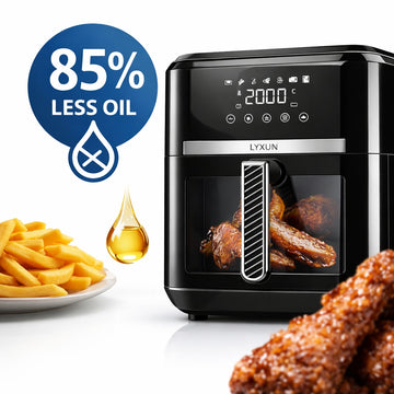 Friteuza cu Aer Cald Lyxun LX2735 Capacitate 6.5L 2000W Airfryer Digital Touch fara Ulei, Negru