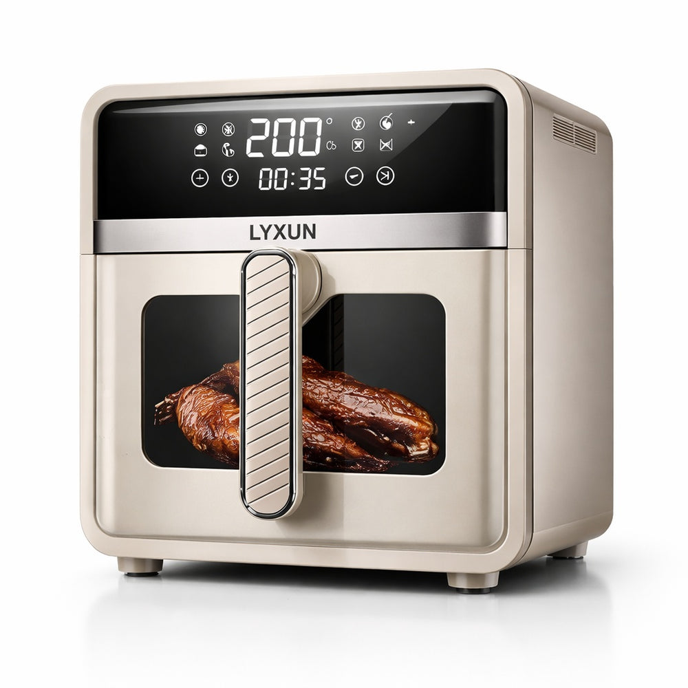 Friteuza cu Aer Cald Lyxun LX2735 Capacitate 6.5L 2000W Airfryer Digital Touch fara Ulei, Bej