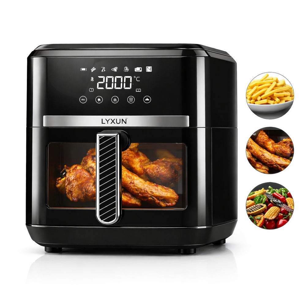 Friteuza cu Aer Cald Lyxun LX2735 Capacitate 6.5L 2000W Airfryer Digital Touch fara Ulei, Negru