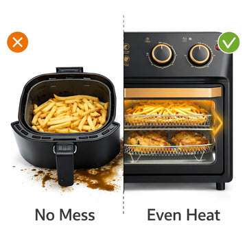 Friteuza cu Aer Cald si Cuptor Lyxun LX2050, 2000W Capacitate 14L, Multifunctional Air Fryer cu Timer si Control, Retro, Negru