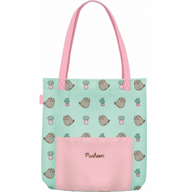 Geanta de umar St.Majewski Pusheen, verde deschis cu roz