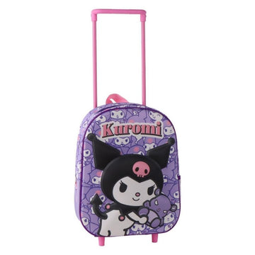 Ghiozdan gradinita Cerda Kuromi 3D, 25cm, 1 compartiment, tip troller, 25x30x12cm, 630046