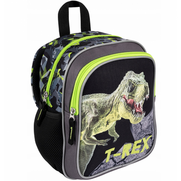 Ghiozdan St.Majewski Bambino TRex, 1 compartiment, 3 buzunare, negru cu verde, 650635