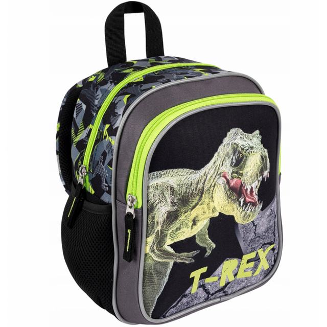 Ghiozdan St.Majewski Bambino TRex, 1 compartiment, 3 buzunare, negru cu verde, 650635
