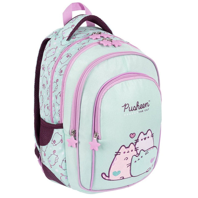 Ghiozdan St.Majewski Pusheen, 4 compartimente, 2 buzunare, vernil pastel, 657320