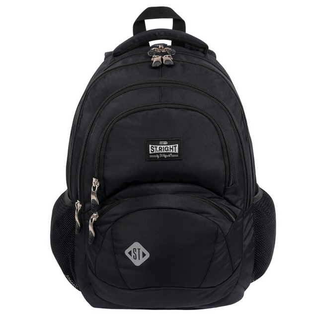 Ghiozdan St.Majewski St.Right Black, 4 compartimente, 2 buzunare, negru, BP05 / 619076