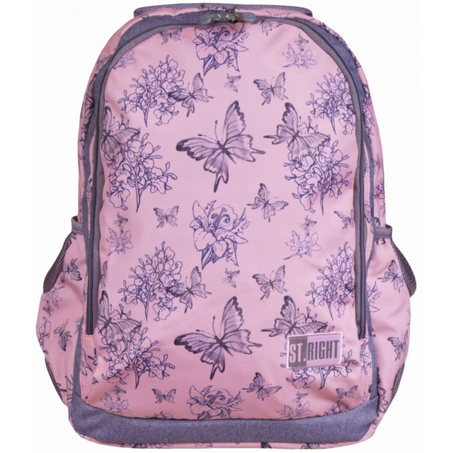 Ghiozdan St.Majewski St.Right Vintage Butterfly, 2 compartimente, 2 buzunare, roz pal, BP-47 / 622793