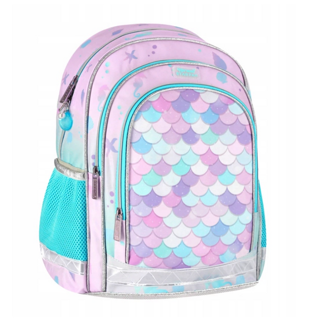 Ghiozdan Starpak Mermaid, 39cm, 3 compartimente, roz cu turcoaz, 527183