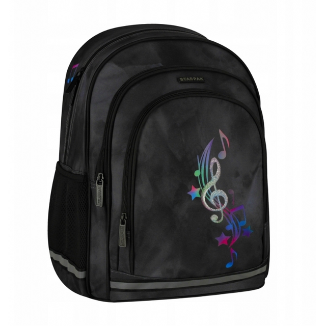 Ghiozdan Starpak Music, 39cm, 3 compartimente, negru, 533952