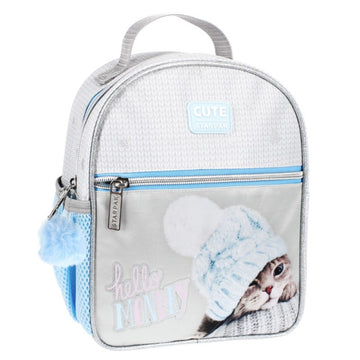 Ghiozdan Starpak Kitty, 1 compartiment, 3 buzunare, gri cu bleu, 485895