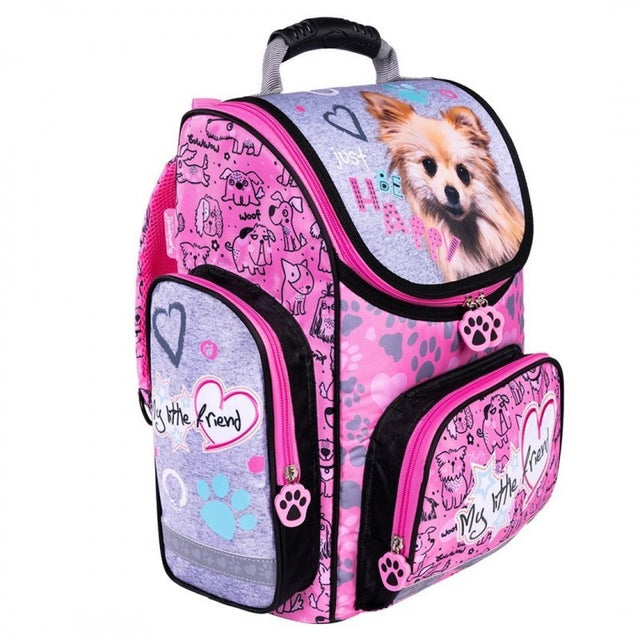 Ghiozdan St.Majewski My Little Friend Dog, 1 compartiment, 3 buzunare, roz, 42845