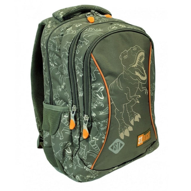 Ghiozdan St.Majewski St.Right T-Rex, 39cm, 3 compartimente, verde kaki, 654015