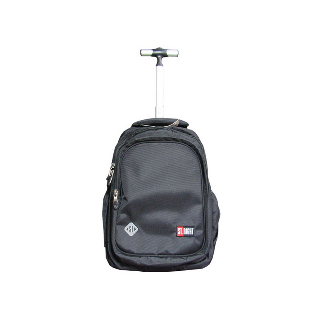 Ghiozdan St.Majewski St.Right Black, 44cm, 4 compartimente, tip troller, negru, TB-01 / 674587