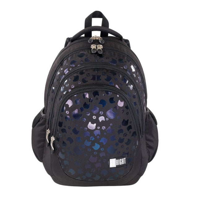 Ghiozdan St.Majewski St.Right Black Cats, 42cm, 4 compartimente, negru