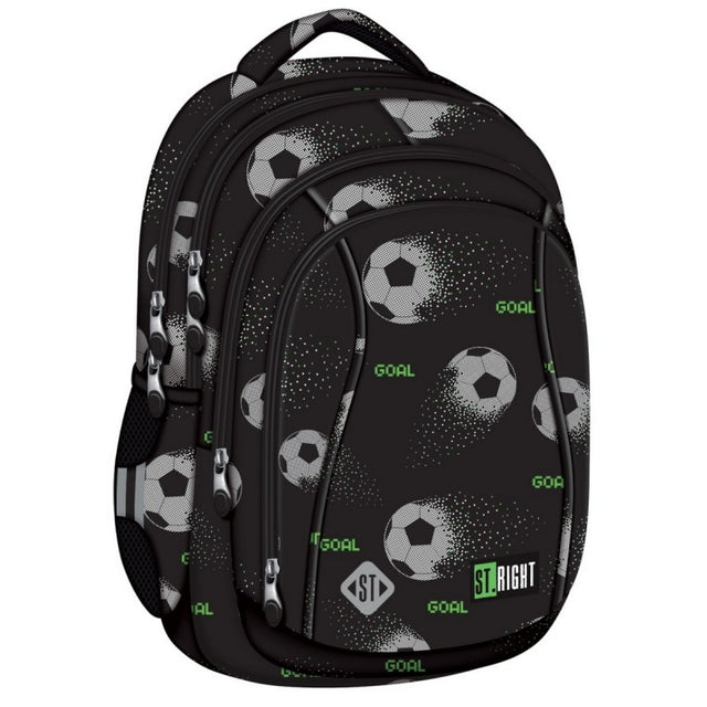 Ghiozdan St.Majewski St.Right Pixel Balls, 43cm, 4 compartimente, negru cu gri