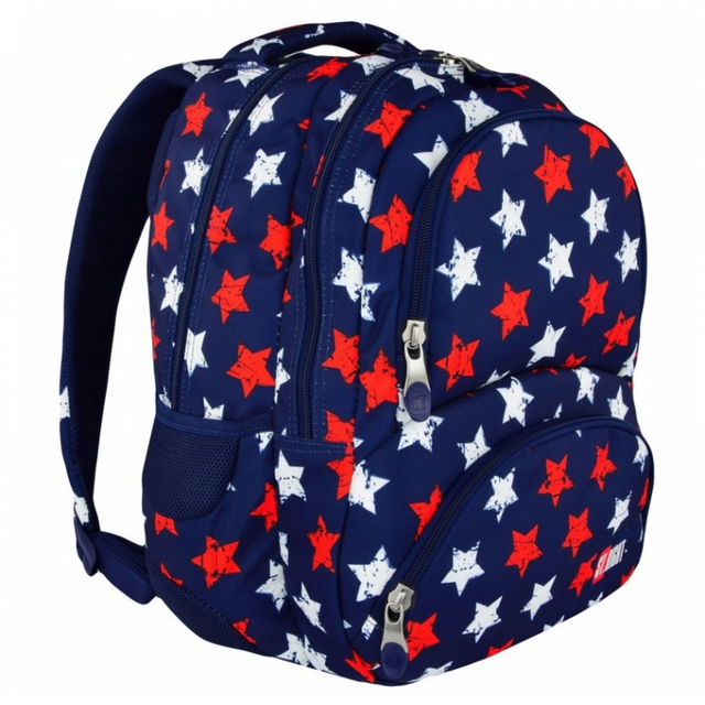 Ghiozdan St.Majewski St.Right Stars, 2 compartimente, 4 buzunare, bleumarin, BP-07 / 617546