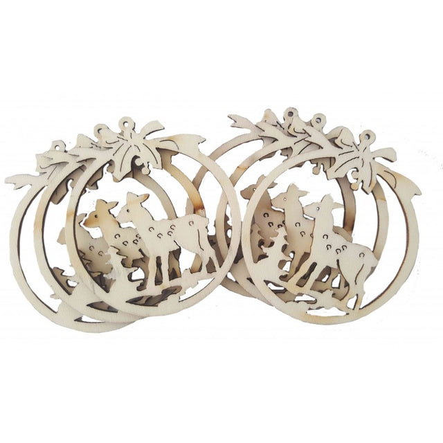 Accesorii creatie - lemn decupat - glob cu caprioara, set 6 buc, Colorarte, FS-MF