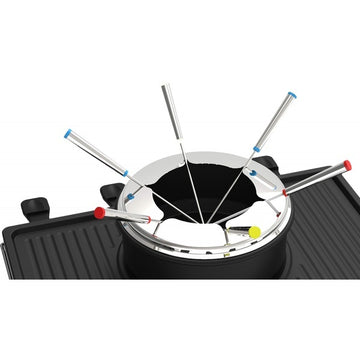 Gratar electric cu fondue ZILAN ZLN8856 – Raclette 3 in 1, 1400W, Termostat reglabil, Antiaderent, Negru